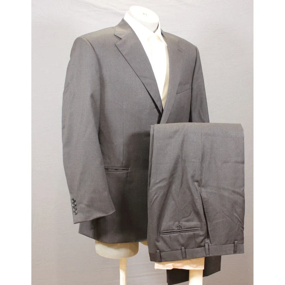 Canali Suit Mens Charcoal Gray Wool 2 Piece Suit 2 Btn 48R  (44R) Flat front 34
